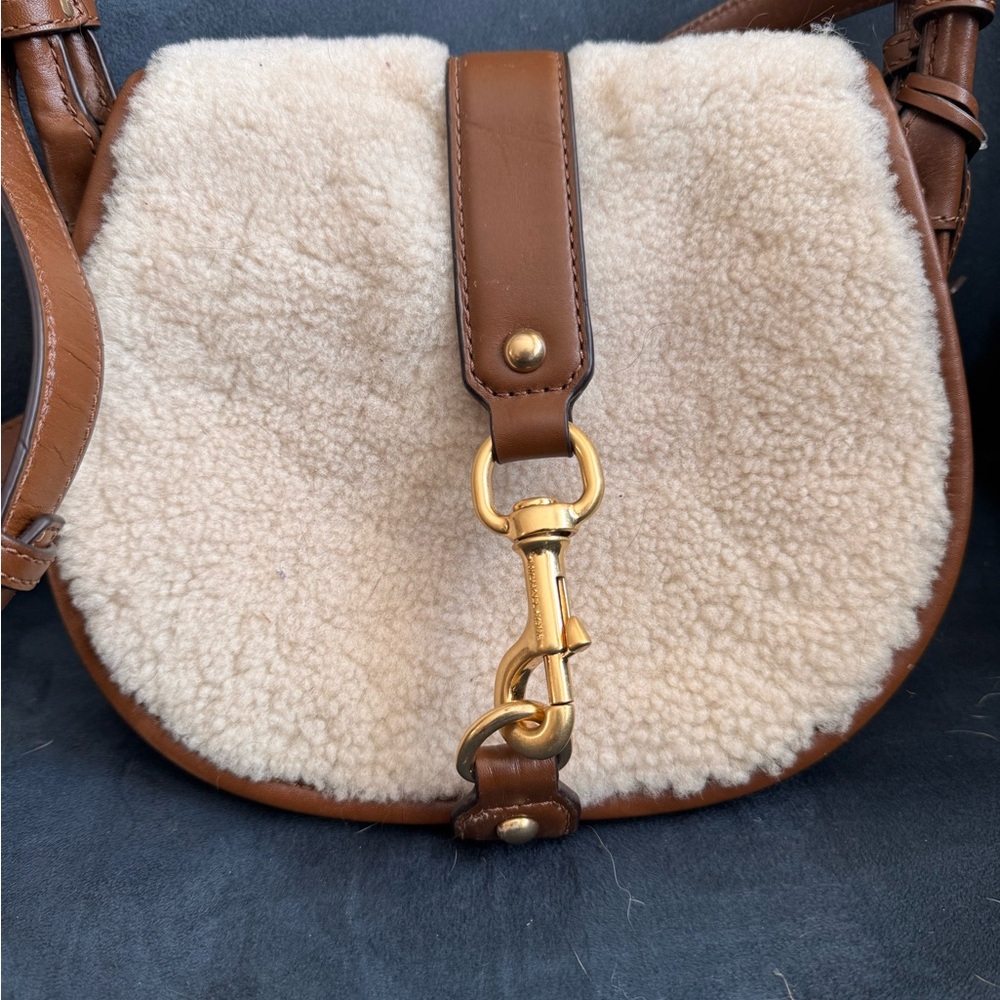 Michael Kors Brown and Cream Shearling Crossbody Bag